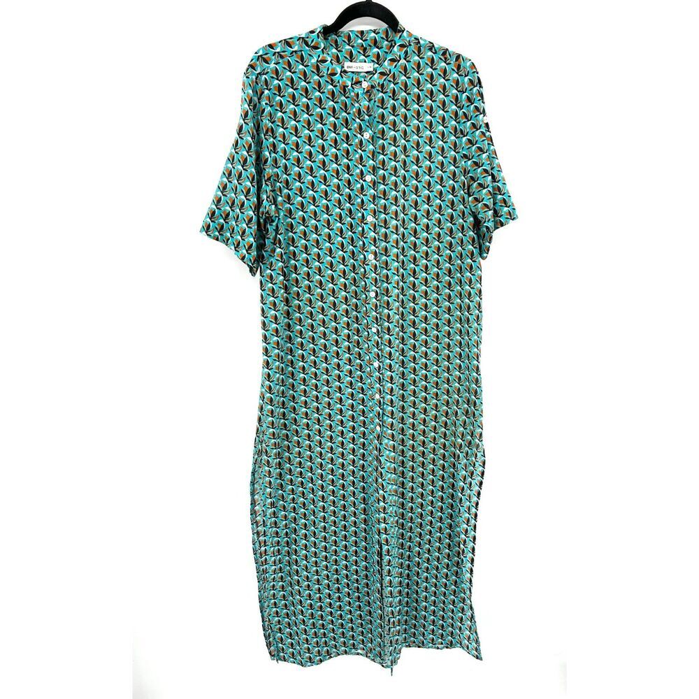 DIANE VON FURSTENBERG x Onia Blue Orange Cotton Maxi Swim Beach Cover Up Large - Picture 3 of 9